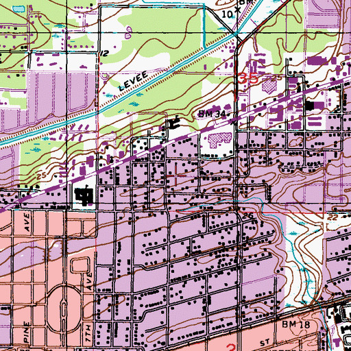 Topographic Map of Oaks Mobile Home Park, MS