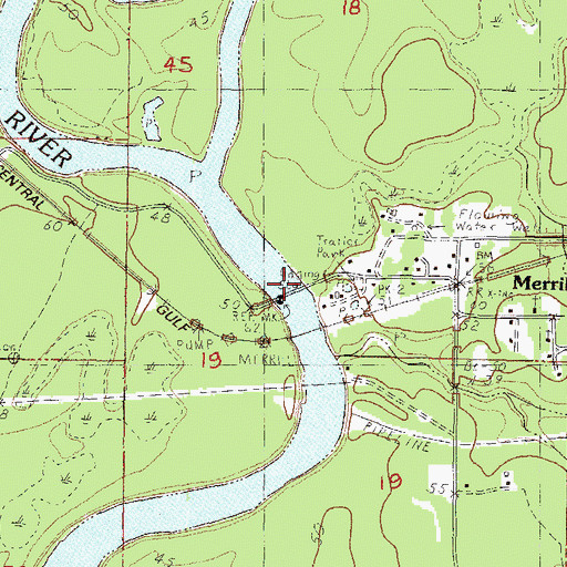 Topographic Map of Pascagoula River County Road 123 Bridge, MS