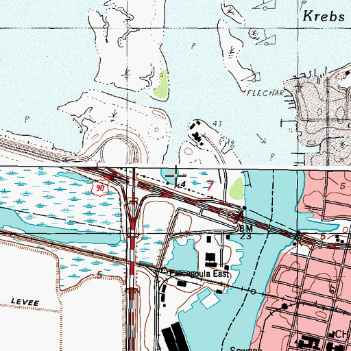 Topographic Map of Pascagoula River Park Boat Ramp, MS