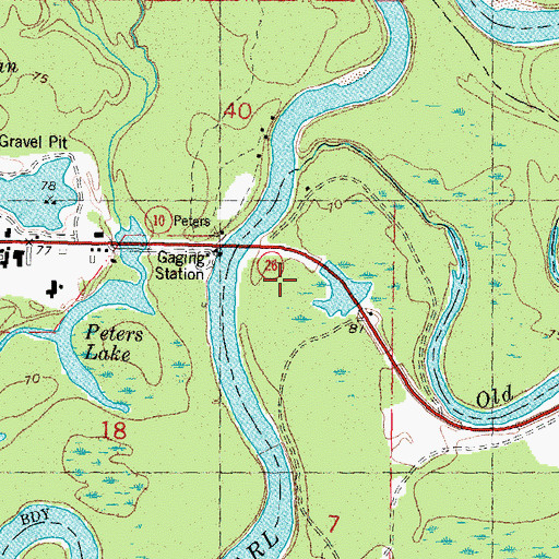 Topographic Map of Pearl River Bridge, MS