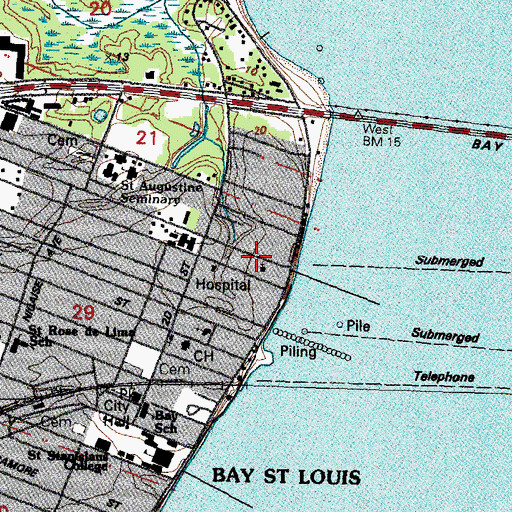 Topographic Map of First Presbyterian Church, MS