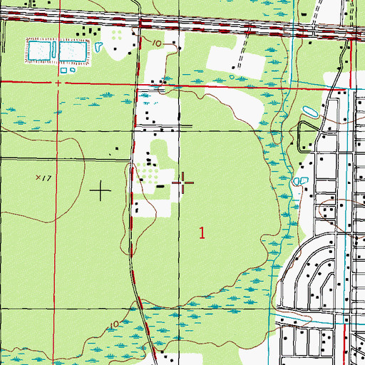 Topographic Map of Bay Hide Away Recreational Vehicle Park and Campground, MS