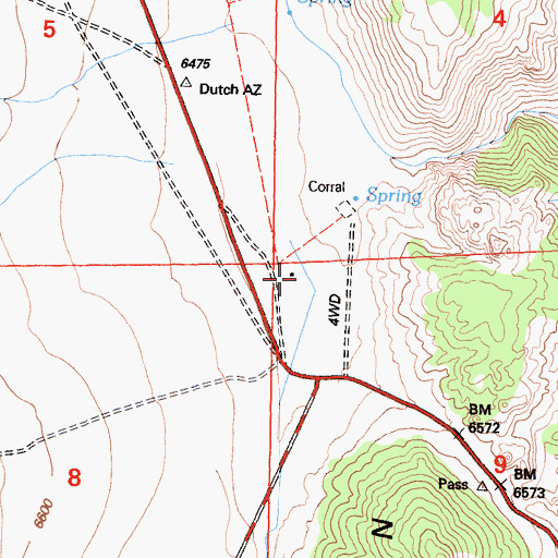 Topographic Map of Dutch Petes Ranch, CA