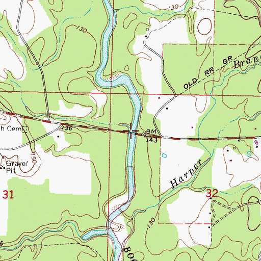 Topographic Map of Bogue Homo Creek Mississippi Highway 42 Bridge, MS