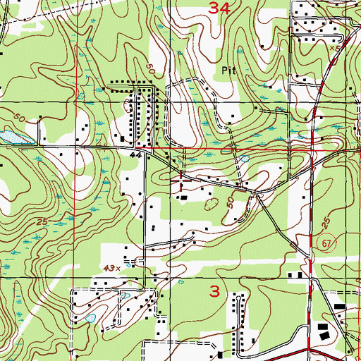Topographic Map of Saint Mary's Catholic Church, MS