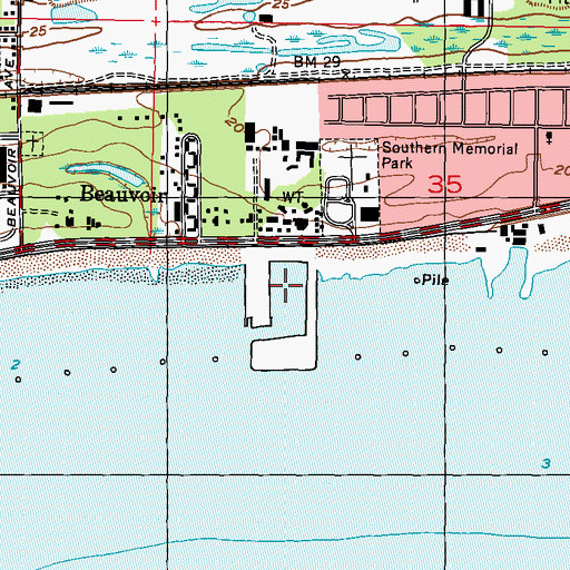 Topographic Map of Broadwater Marina, MS