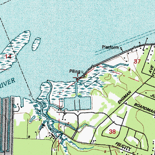 Topographic Map of Cedar Point Boat Ramp, MS