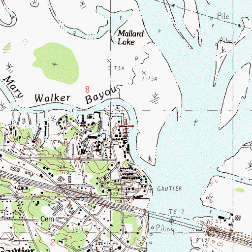 Topographic Map of Cool Point Marina, MS