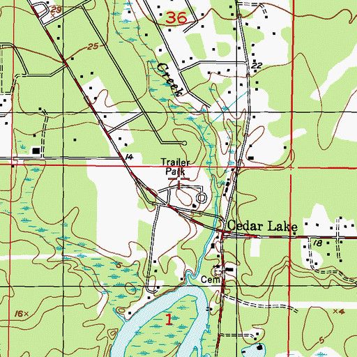 Topographic Map of Country Living Mobile Home Village, MS