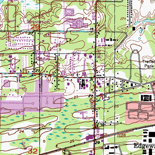 Topographic Map of Fernwood Baptist Church, MS