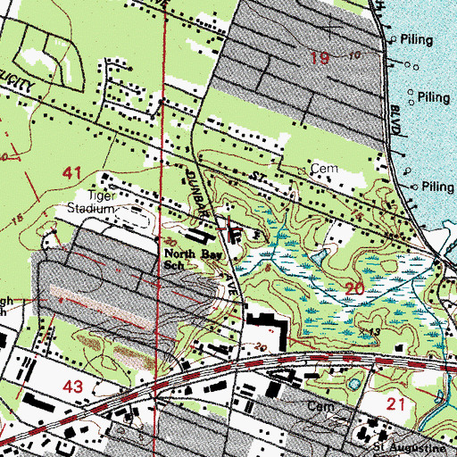 Topographic Map of Dunbar Village Terrace Nursing Home Center, MS