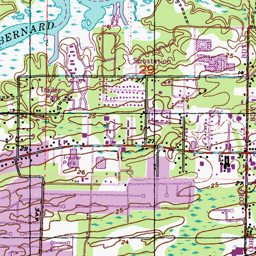 Topographic Map of Fernwood Trailer Court, MS