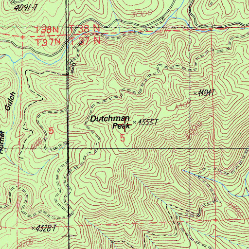 Topographic Map of Dutchman Peak, CA