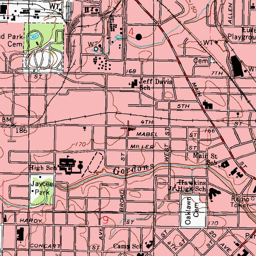 Topographic Map of Beautiful Zion Baptist Church, MS