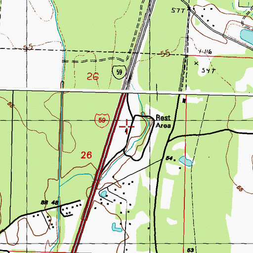 Topographic Map of Interstate 59 Welcome Center, MS