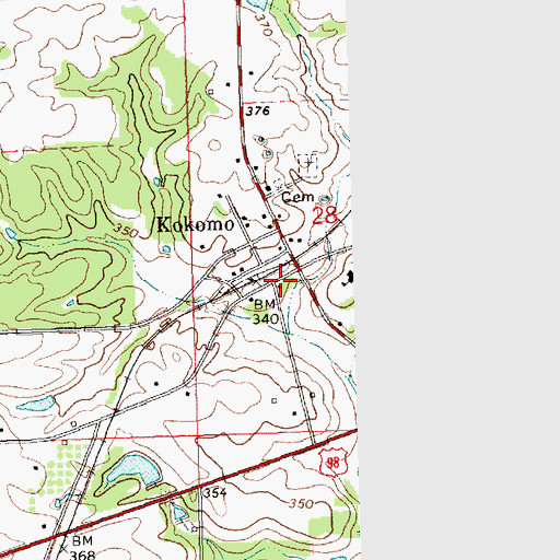 Topographic Map of Kokomo Post Office, MS