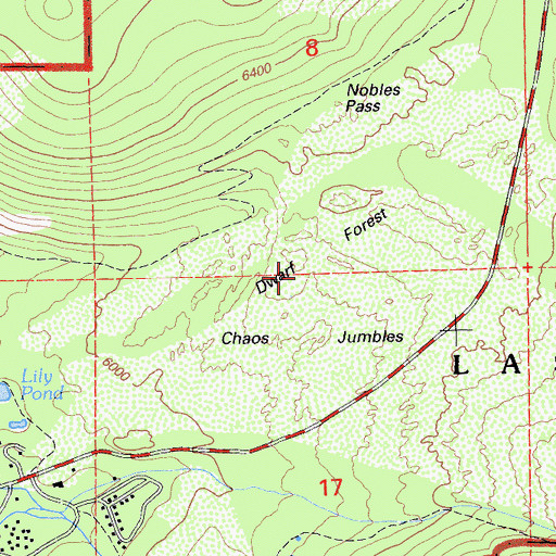 Topographic Map of Dwarf Forest, CA