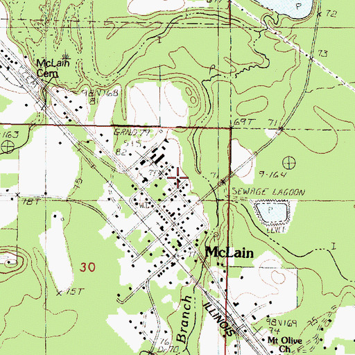 Topographic Map of McLain Church of God, MS