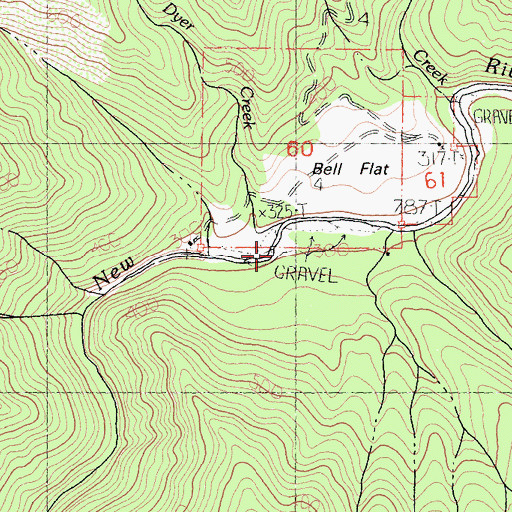 Topographic Map of Dyer Creek, CA