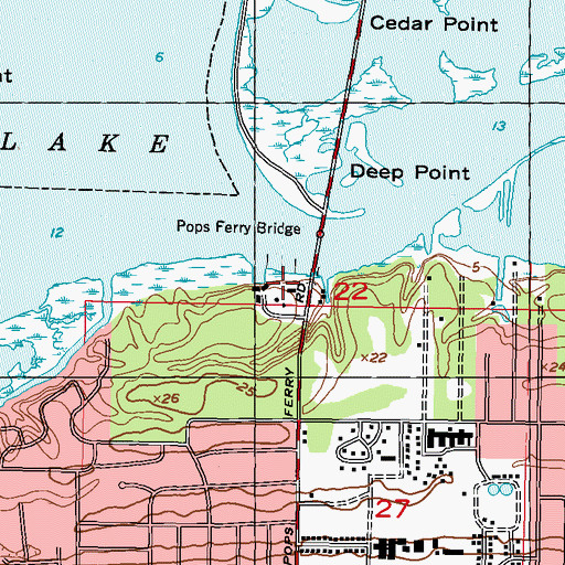 Topographic Map of Popps Ferry Fishing Camp, MS