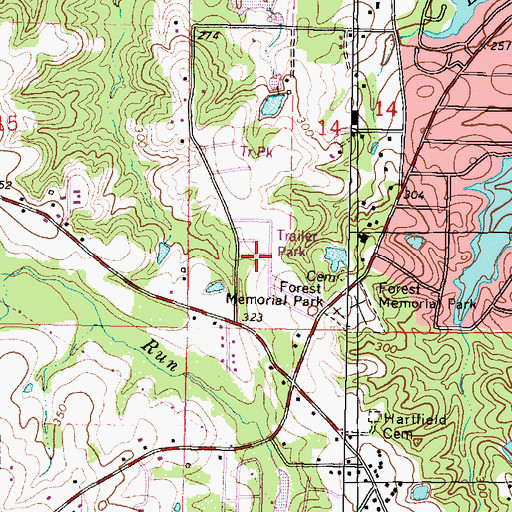 Topographic Map of Ridgecrest Mobile Home Park, MS