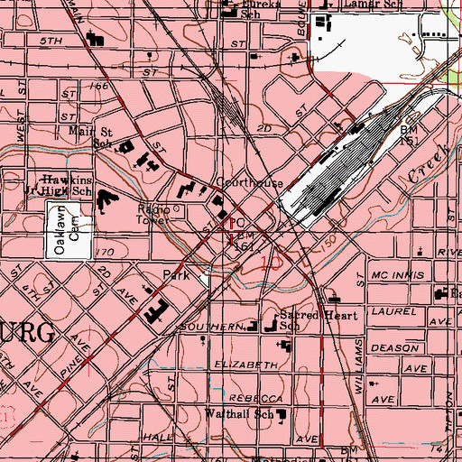 Topographic Map of Saenger Museum, MS