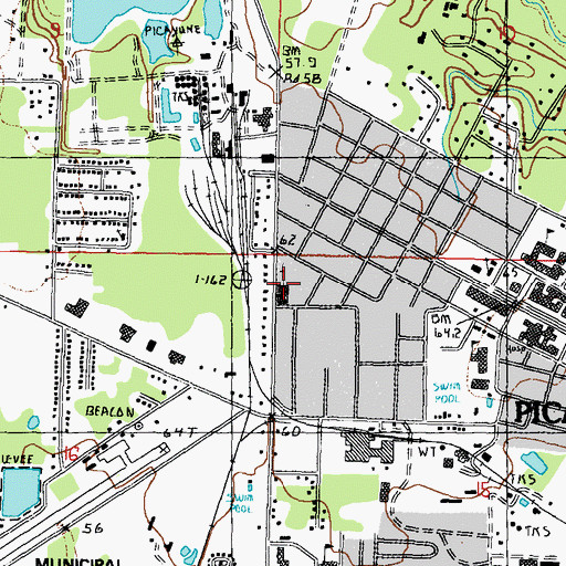 Topographic Map of Rosa of Sharon Church of God, MS