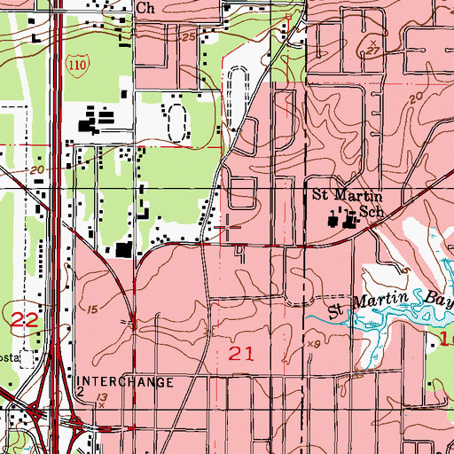 Topographic Map of Saint Martin Community Center, MS