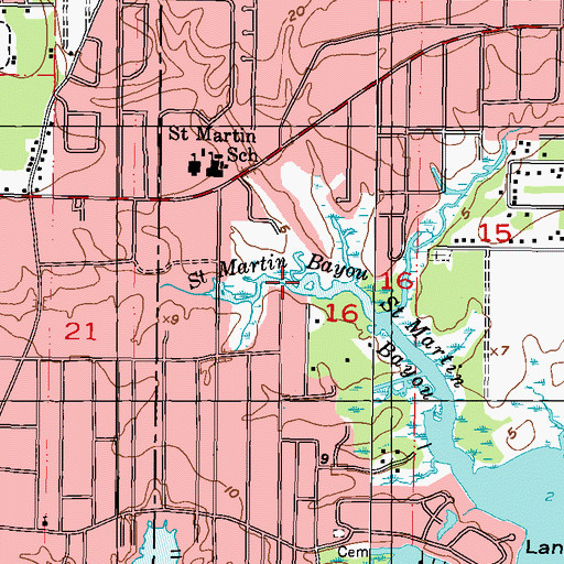Topographic Map of Saint Martin Road Boat Ramp, MS