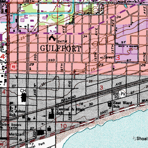 Topographic Map of Shady Oak Mobile Park, MS