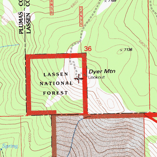 Topographic Map of Dyer Mountain, CA