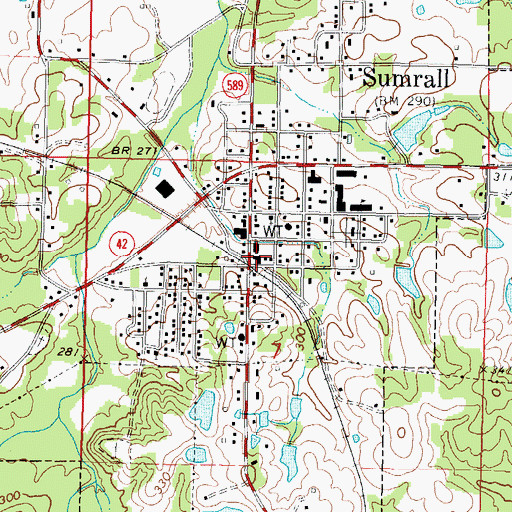 Topographic Map of Sumrall Post Office, MS