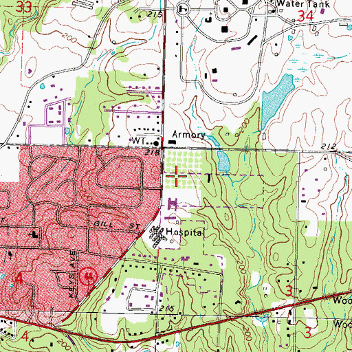 Topographic Map of The Grove Nursing Home Center, MS