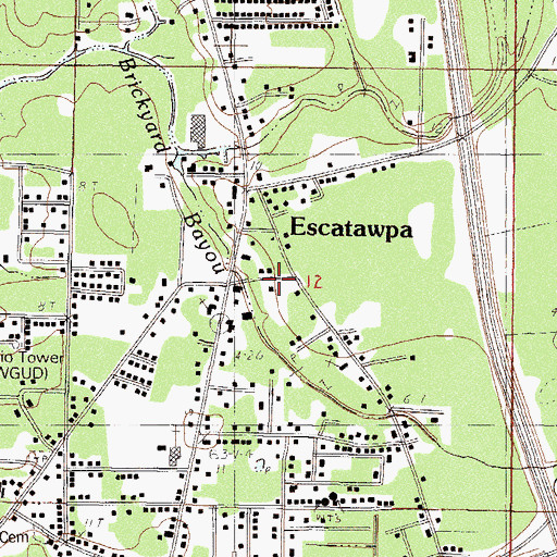 Topographic Map of Escatawpa Community of Christ Church, MS