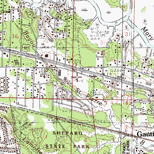 Topographic Map of Olive Pine Mobile Home Park, MS