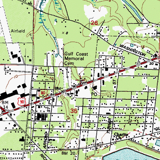 Topographic Map of Wheel Inn Mobile Home Park, MS
