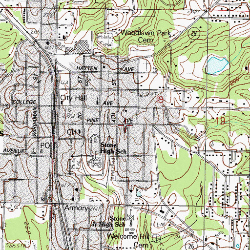 Topographic Map of First United Methodist Church, MS