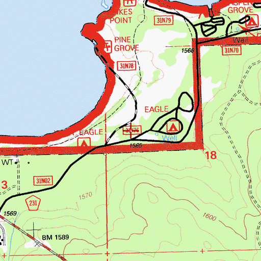 Topographic Map of Eagle Campground, CA
