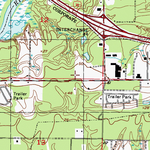 Topographic Map of Biloxi Commerce Park, MS