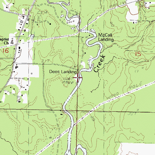 Topographic Map of Bluff Creek Boat Ramp, MS
