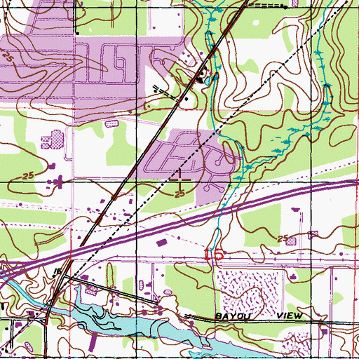 Topographic Map of Campgrounds of the South, MS
