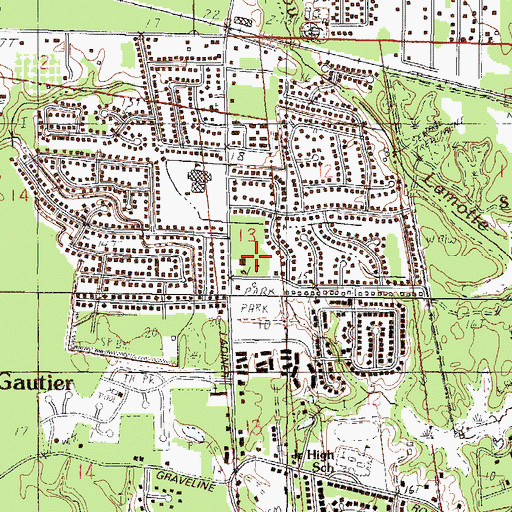 Topographic Map of Greater Saint Luke Baptist Church, MS