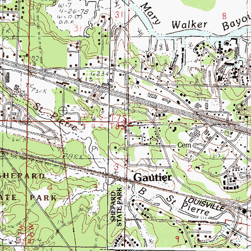 Topographic Map of Saint Stephen United Methodist Church, MS