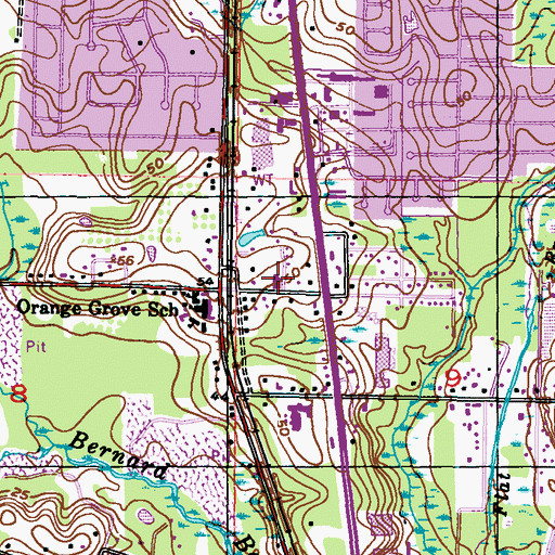 Topographic Map of First Baptist Church of Orange Grove, MS