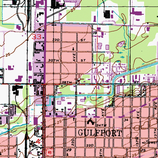 Topographic Map of First United Gospel Church, MS