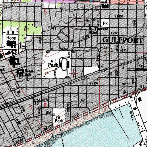 Topographic Map of Greater Love Fellowship Baptist Church, MS