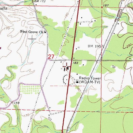 Topographic Map of Unity Baptist Church, MS