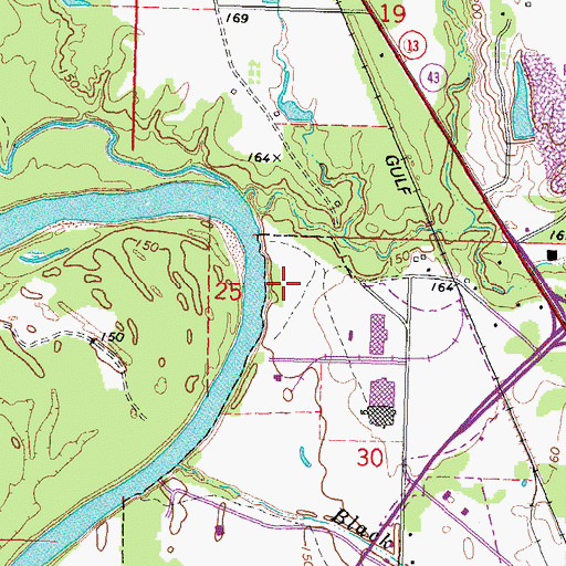 Topographic Map of Mimosa Landing Campground, MS