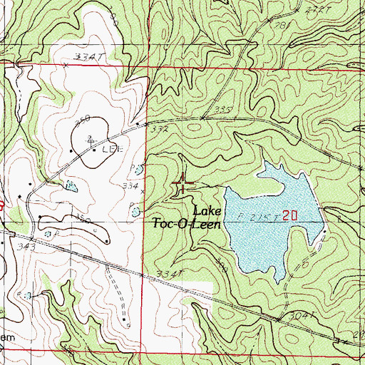Topographic Map of Toc - O - Leen Campground, MS
