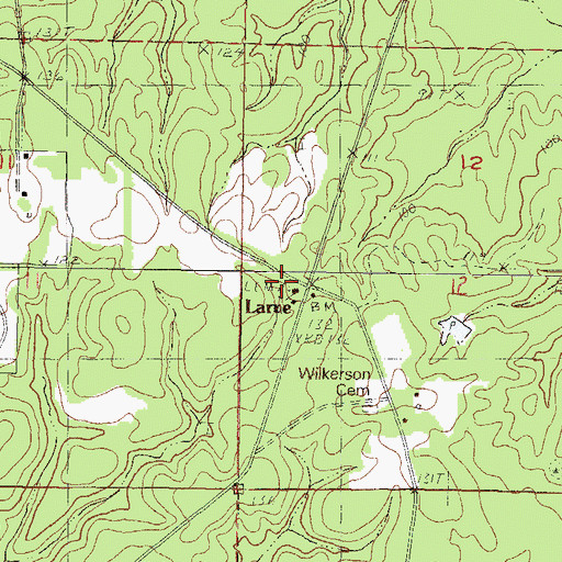 Topographic Map of Larue Baptist Church, MS
